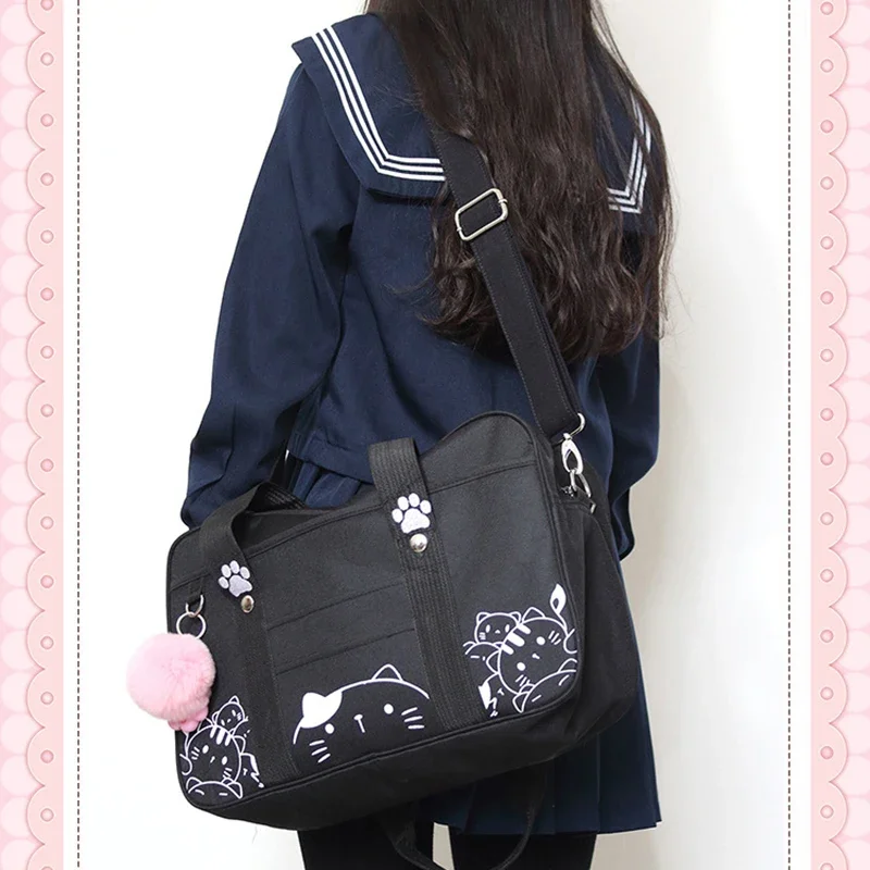 

Kawaii Anime Cosplay Cat School Bag Canvas Bag Handbag Girls Lolita Messenger Women Crossbody Japanese Jk Uniform Shoulder Bag
