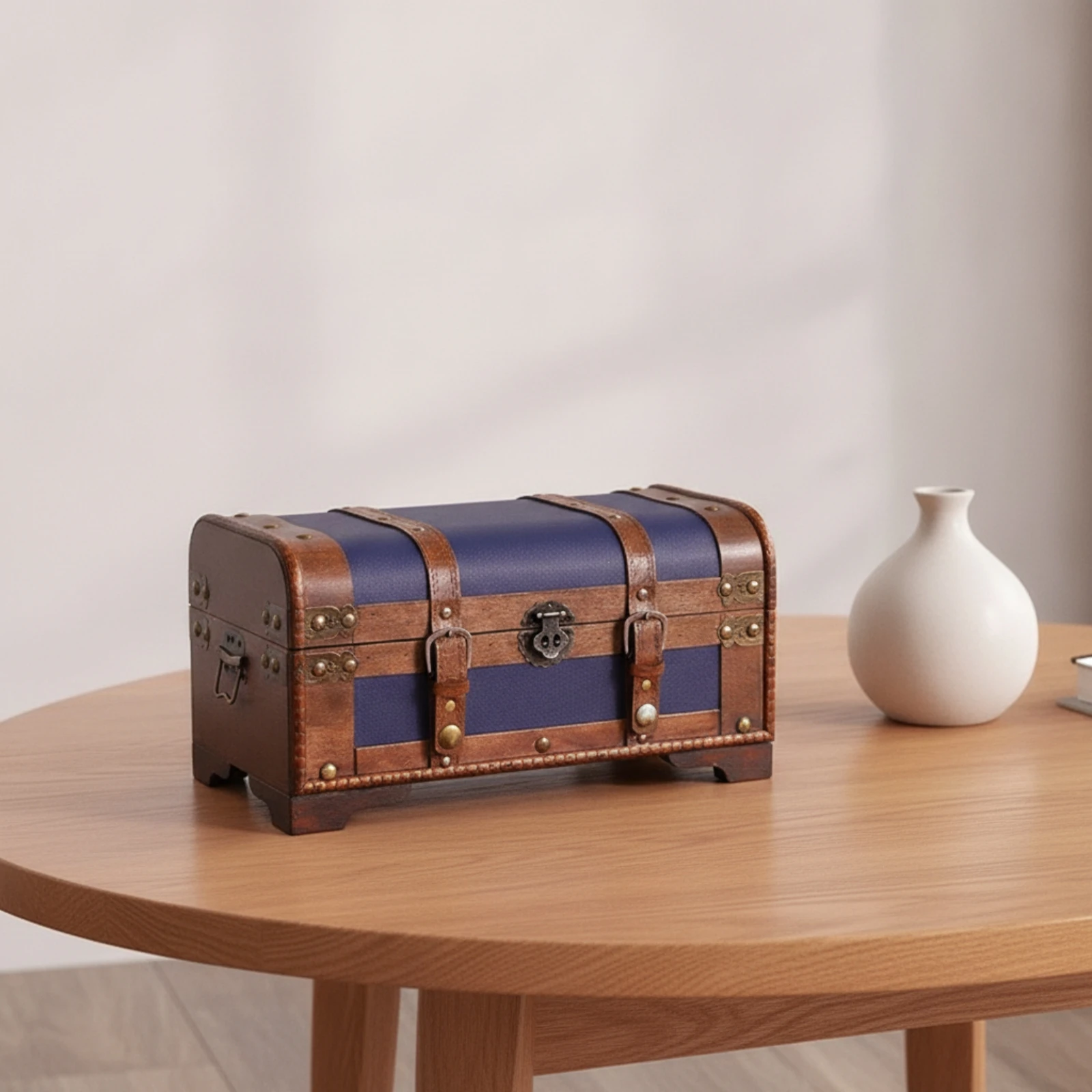 Wooden Storage Chest Antique-Style Storage Chest Wooden Trunk Rustic Furniture Multifunctional for Home Organization