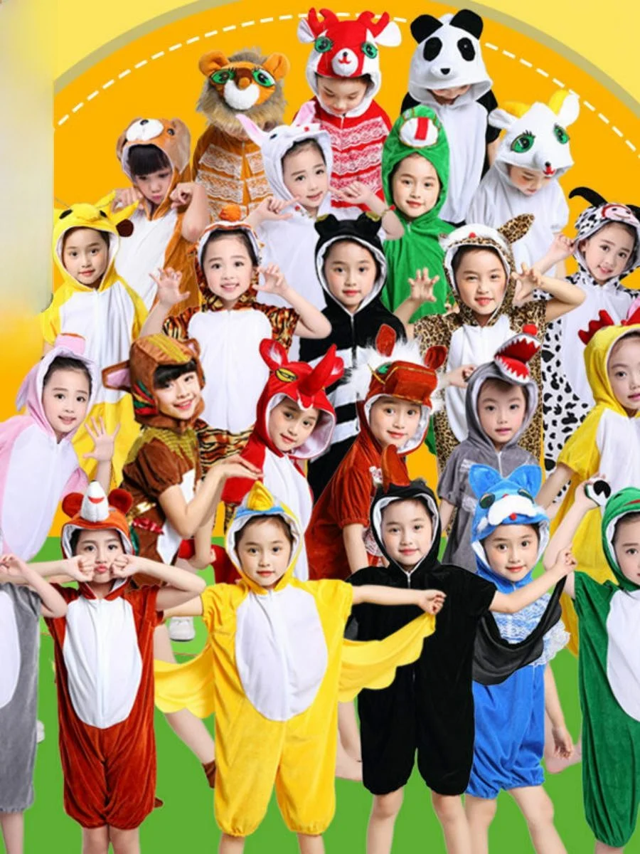 

Костюм для выступления животных на день защиты детей, женская футболка, комбинезон для выступлений в детском саду, хлопковый материал «Несколько родов»