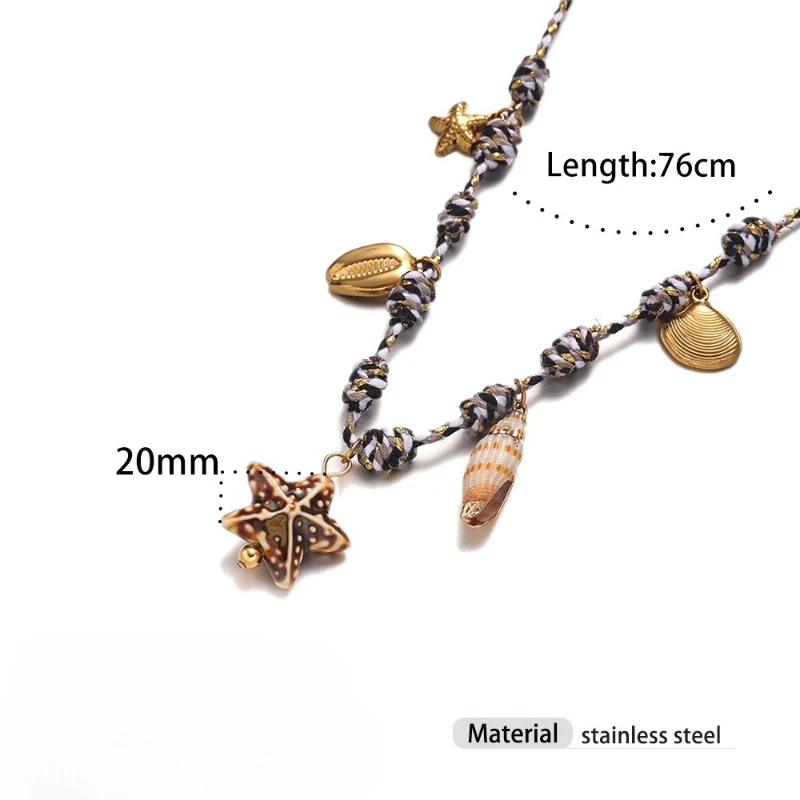 Keramik Anhänger Titan Stahl Farbe Seil Halsketten Ozean Stil Weibliche Persönlichkeit Frische Mode Halskette Schmuck – Detail 4