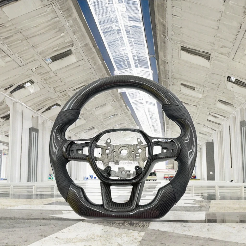 For  11th Civic CRV Shadow Carbon Fiber Steering Wheel Perforated Leather Car Accessories