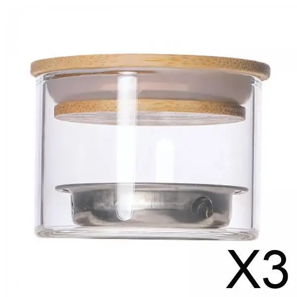 3x Nail Washing Cup Holder with Wood Lid Glassware Tool Nail Supplies Container