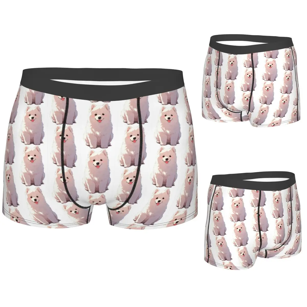 

Boxer Underpants Shorts Cartoon Style Cute Samoyed Panties Men's Breathable Underwear for Homme Man Boyfriend Gift
