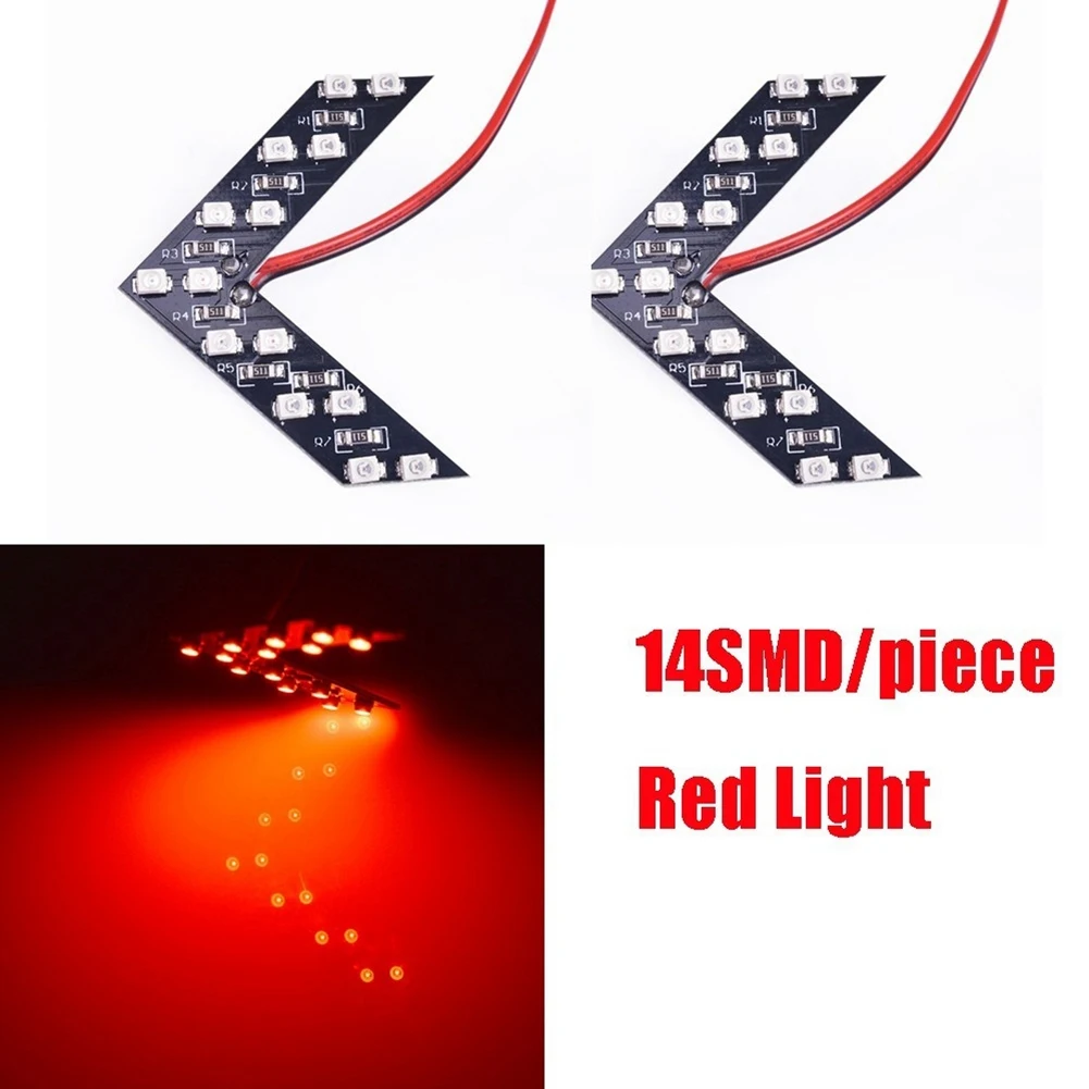 2PCS 14 SMD Car LED Rear View Mirror Indicator Turn Signal Light Rearview Mirror Lamp Car Accessories, Red Light