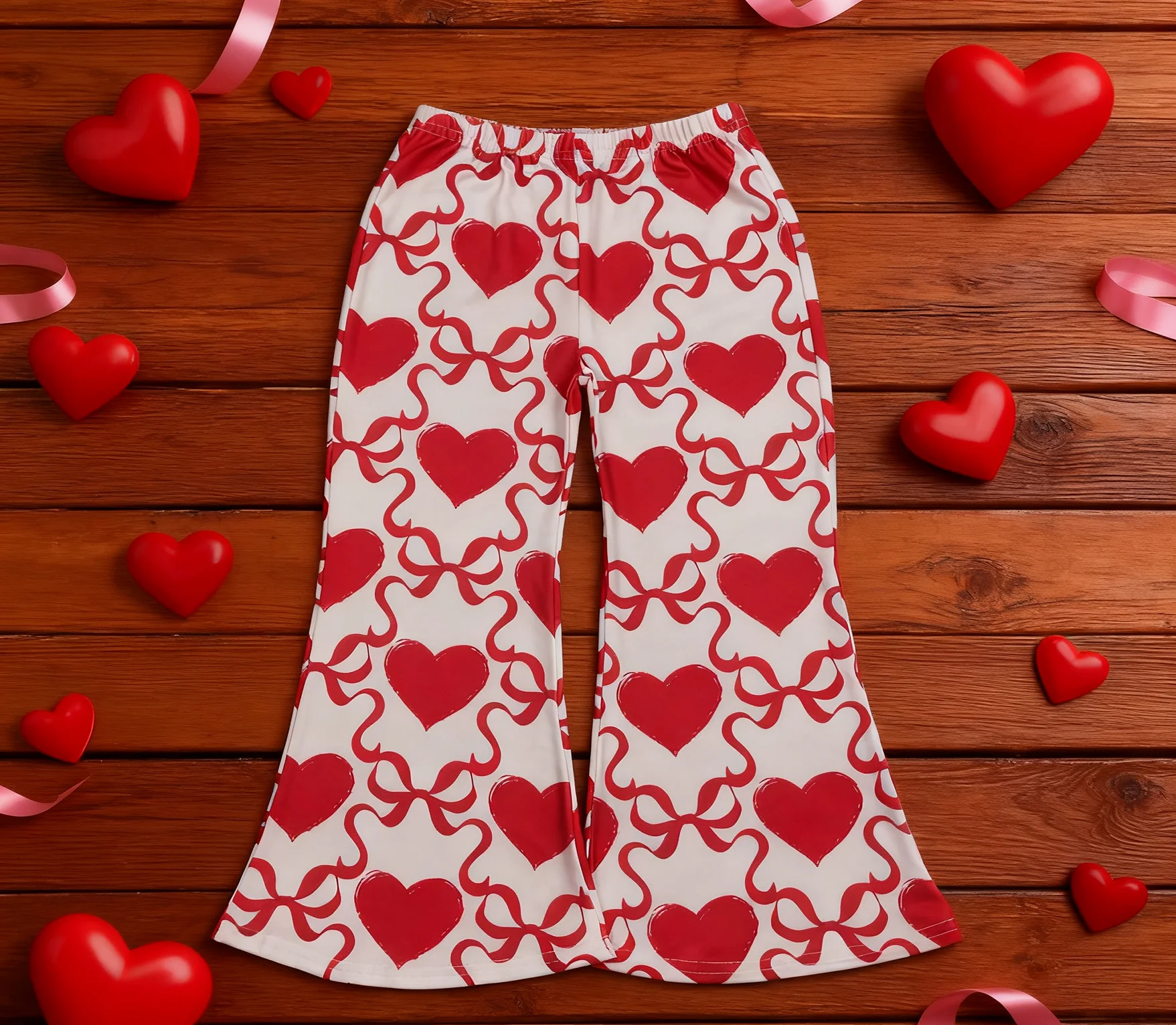 Z1020-09 P0895 ملابس خريفية للأطفال سراويل سفلية على شكل جرس مطبوعة على شكل قلب لعيد الحب #1