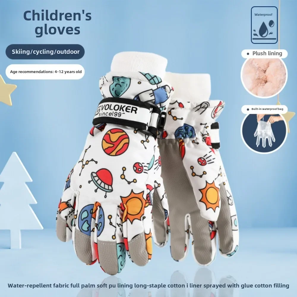 

Cute Kids Winter Ski Gloves for Girls Boys Thicken Windproof Warm Children Skiing Gloves Snow Sports Child Mittens for Snowboard