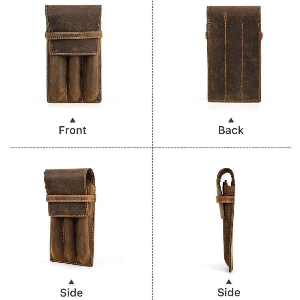 

Retro Large Capacity Pen Pencil Case Leather Handmade Pen Pouch Holder Vintage Durable Desktop Organizer Stationary