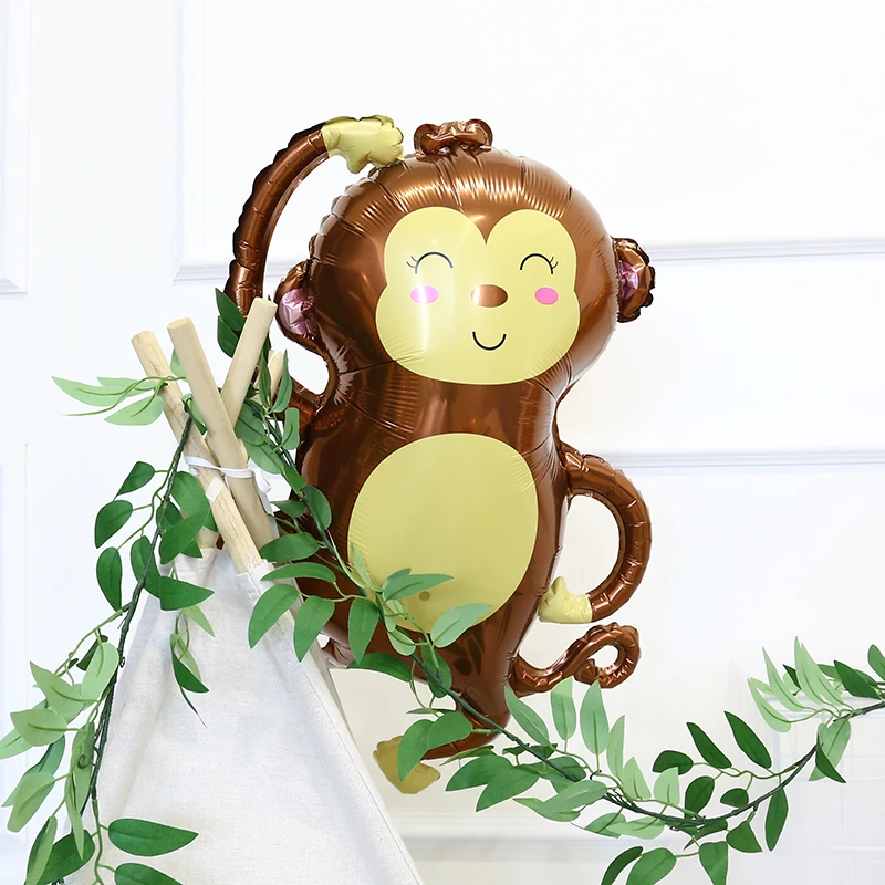 بالون حيوانات كرتونية على شكل فيل قرد ليوبارد أسد على شكل بالون من الألومنيوم لتزيين مشهد حفلة عيد الميلاد في الغابة