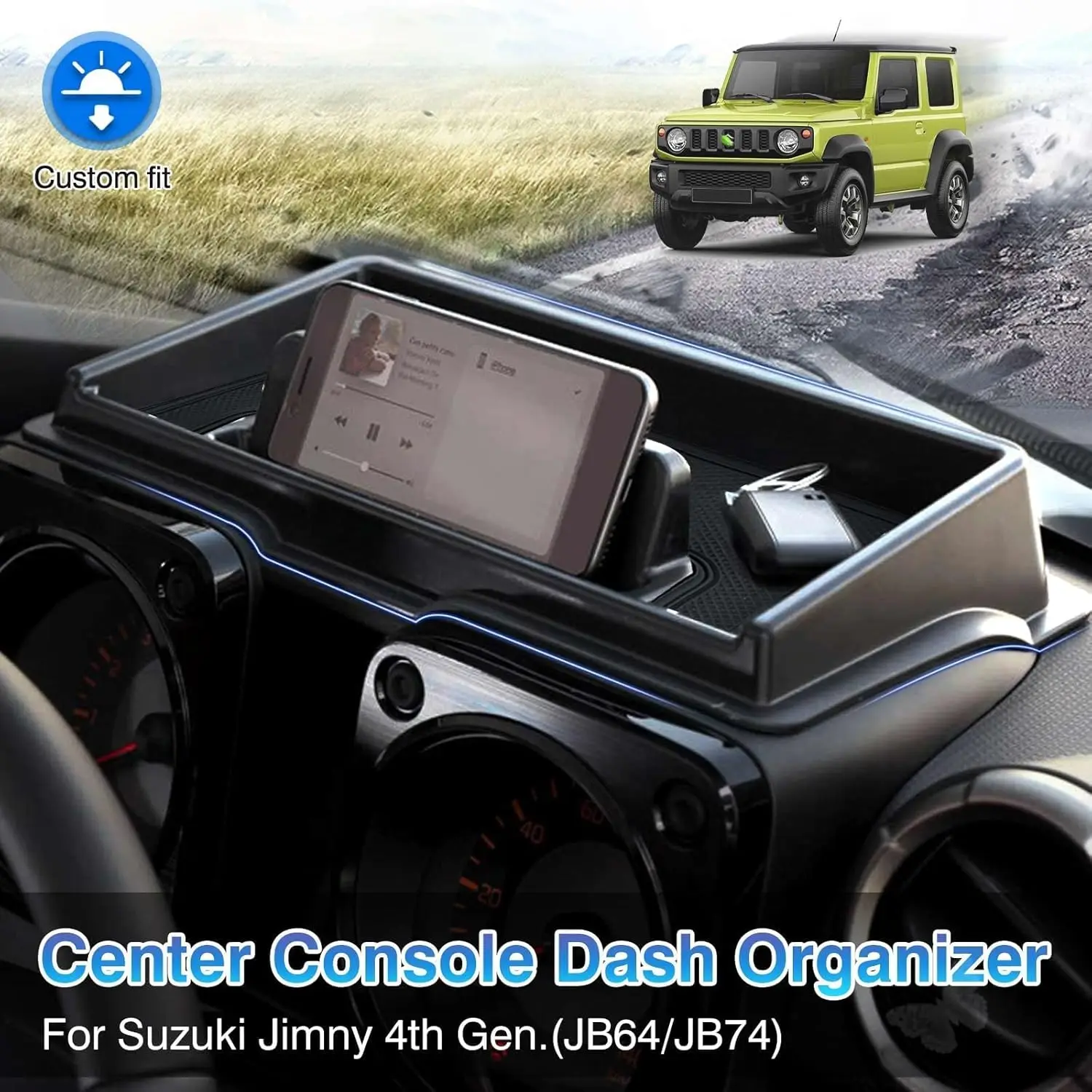

For Suzuki Jimny JB74 JB64 Dashboard Insert Tray w/ Phone Holder Storage For Jimny JB64 JB74 2019-2025 Center Console Organizer