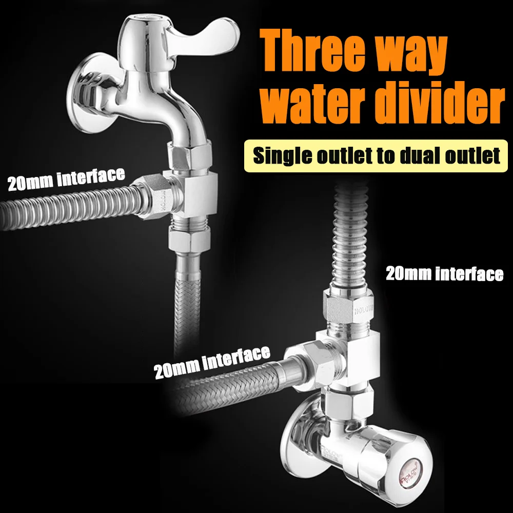 Upgrade Brass 3-way Shower Diverter Valve 2-way Water Divider  G1/2 Shower Tee Adapter Faucet Switcher Bathroom Replacement Part