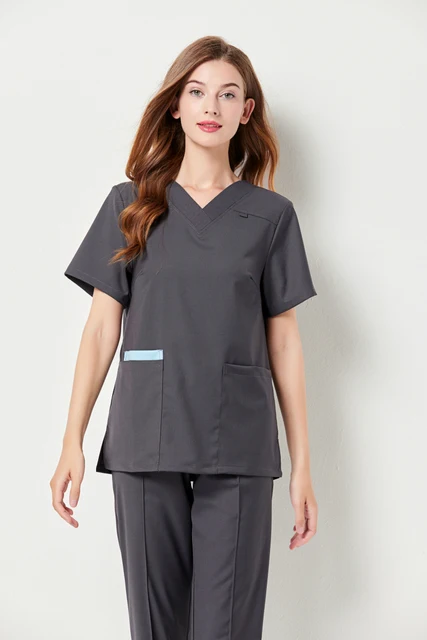 Dental Cic High Quality Working Uniform Summer Women's Two Pieces Set Scrub Clothes Doctor's Operating Overall Blue Color