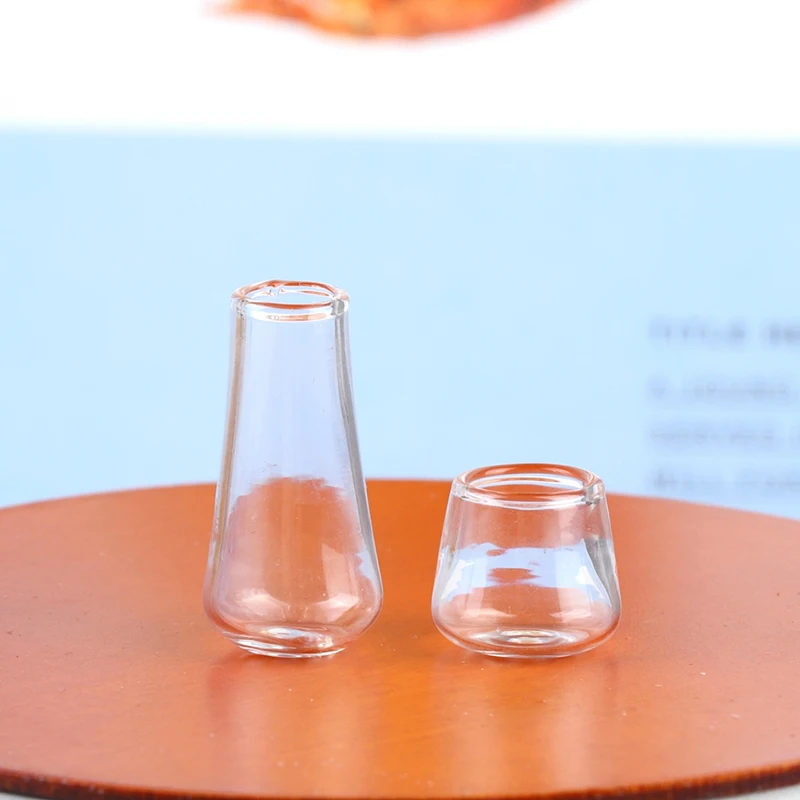 Doll House Vase Glass Bottle Storage Jar Miniature Mini Glass Bottle Cork Lid Small Jar Model Doll House Decoration Children Toy