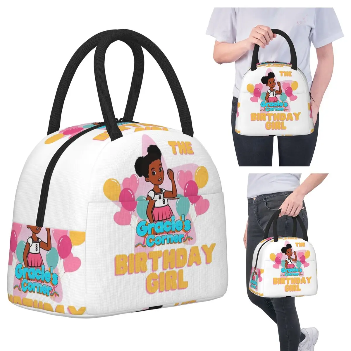 

Gracies Family Corner Cute Phonic's Song Lunch Bags Insulated Bento Box Waterproof Lunch Tote Resuable Picnic Bags Cooler Bag