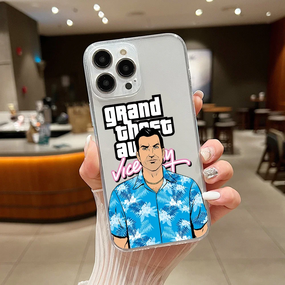 Gta vice city Phone Case For iphone 15 14 13 12 11 XS Pro Max Mini X XR 6 6S 7 8 Plus SE 2020 Soft Silicone Transparent Capa