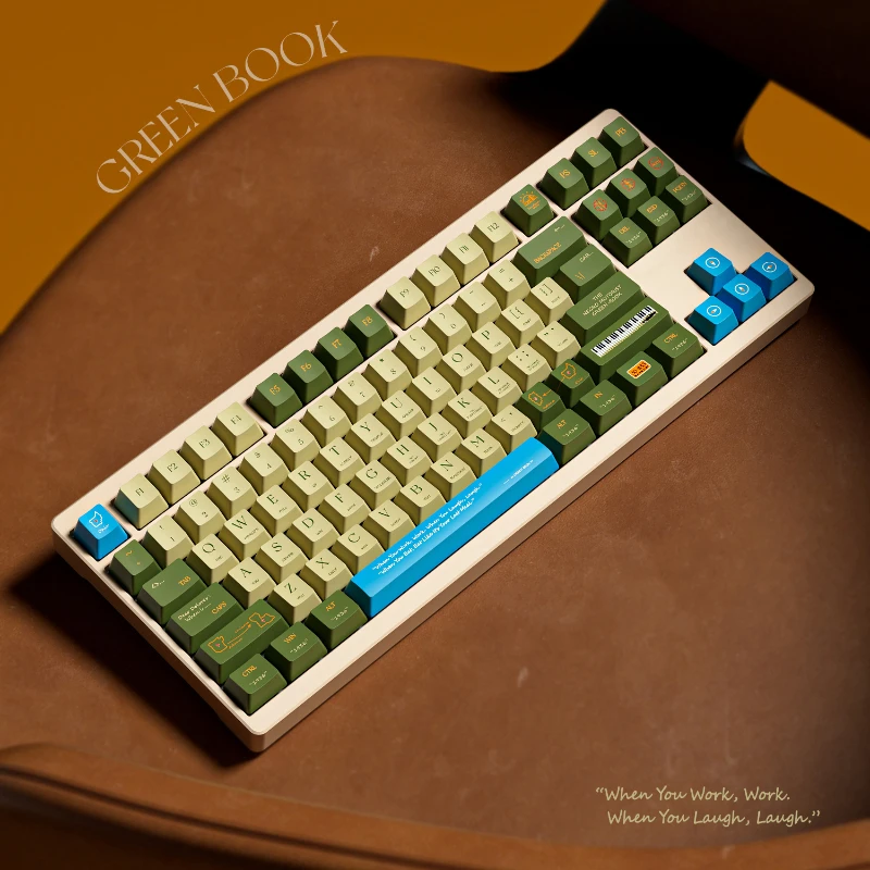 

Green Book Theme Keycaps Set PBT Sublimation Keyboard Caps Custom Cherry Profile Keycaps for Mechanical Keyboard Accessories