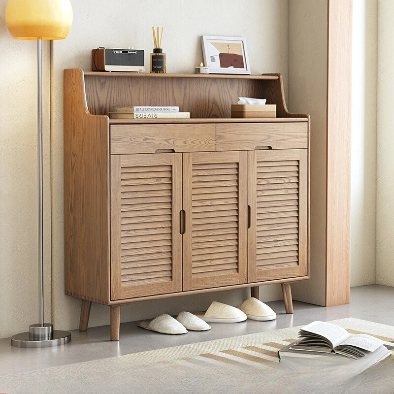 Dust Cover Narrow Shoe Cabinet Design Strong Space Saving Shoe Organizer Storage Solid Wood Porta Scarpe Furniture For Home