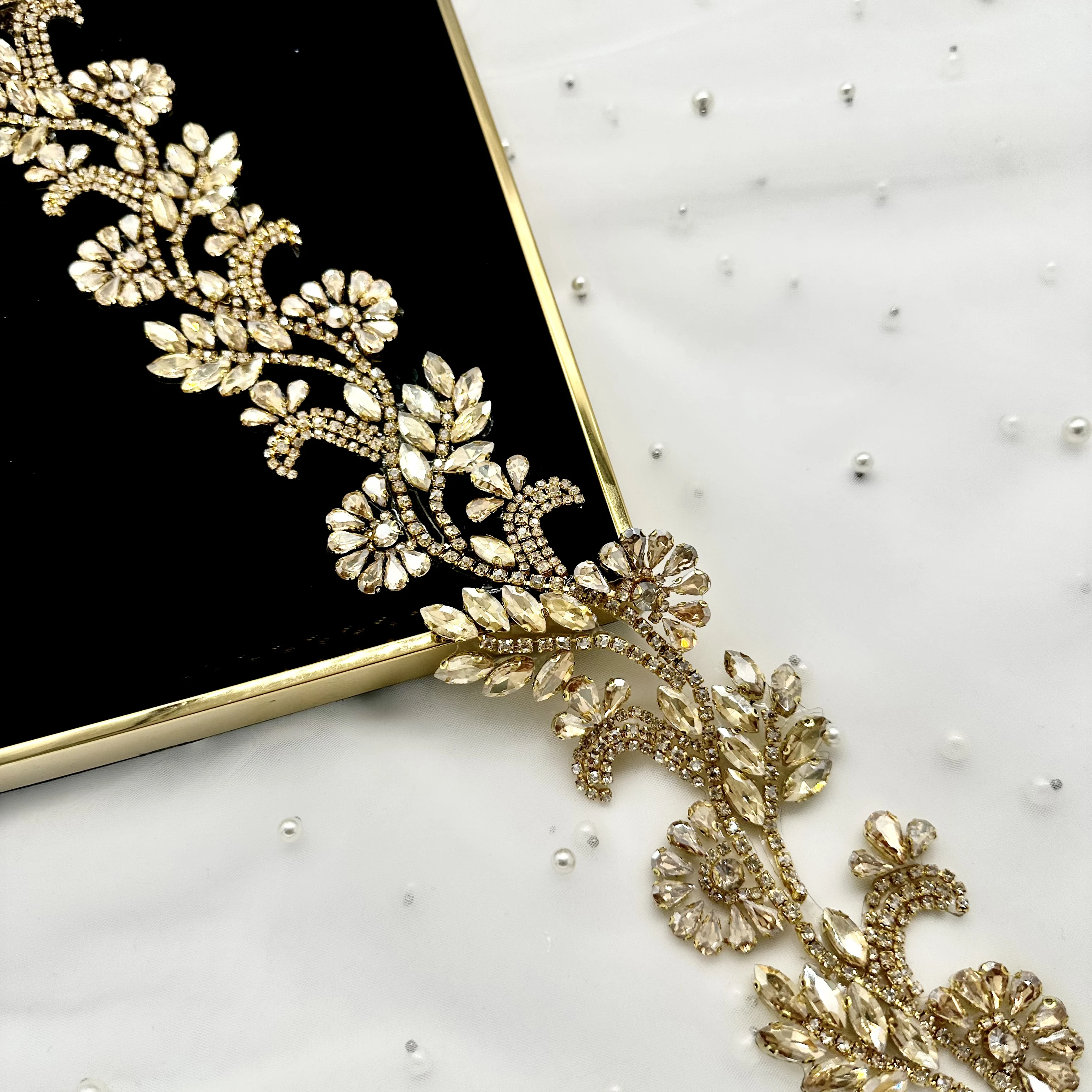 Low-Temperature Adhesive Rhinestone Barcode Wedding Dress Belt Dress Accessories Cuff Waistband Matching Accessories