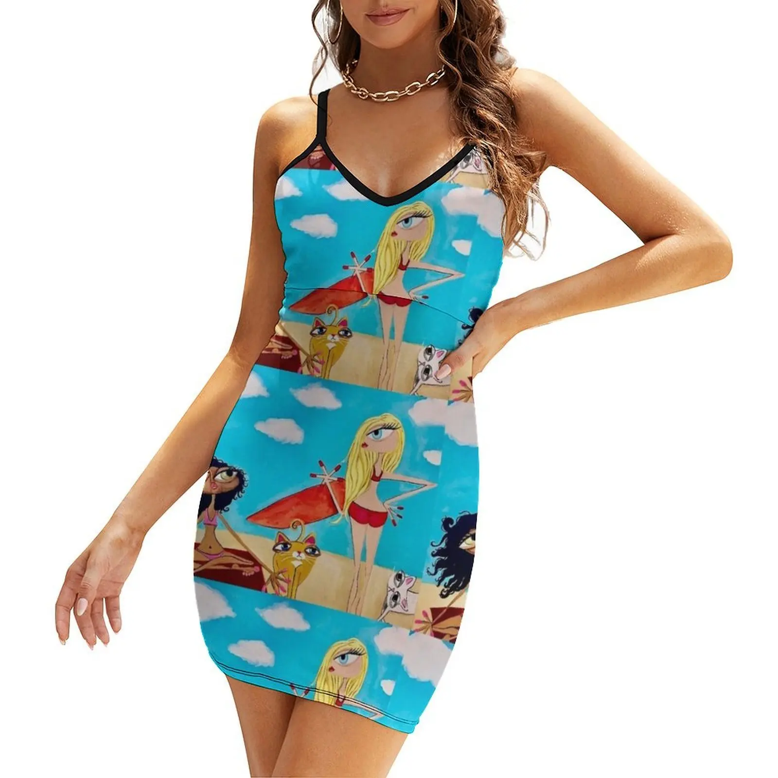

for the love of friends and cats Sling Dress women's luxury party dress Woman clothes