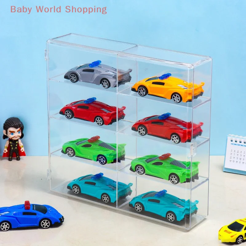 1 Piece Car Non Punching Adhesive Wall Transparent Storage Box 1:64 Acrylic Car Display Box For Car Model Toy Cabinet Rack