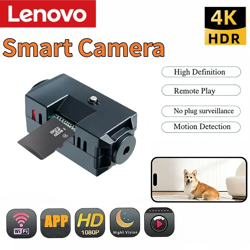 Lenovo 1080P Mini Night Vision Wireless Surveillance Camera Lightweight Clear Portable Motion Detection Premium Quality Camera