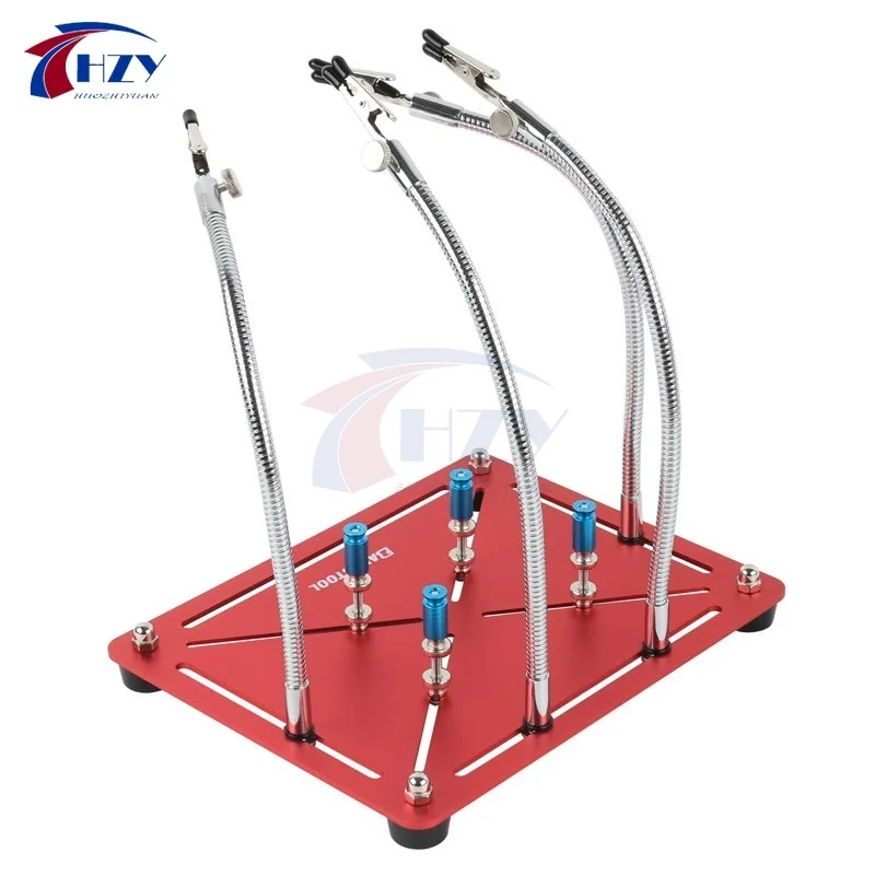 HZY Soldering Third Hand Set with Base, Flexible Arms PCB Holder Fixtute Circuit Board Electronic Repair Platform Soldering Tool