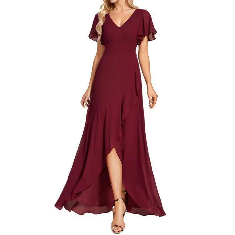 Célébration de mariage femme Double col oulder Bared neige blanche Dr Cleanfit H Version milieu de la vie t-shirt quart Sve lin