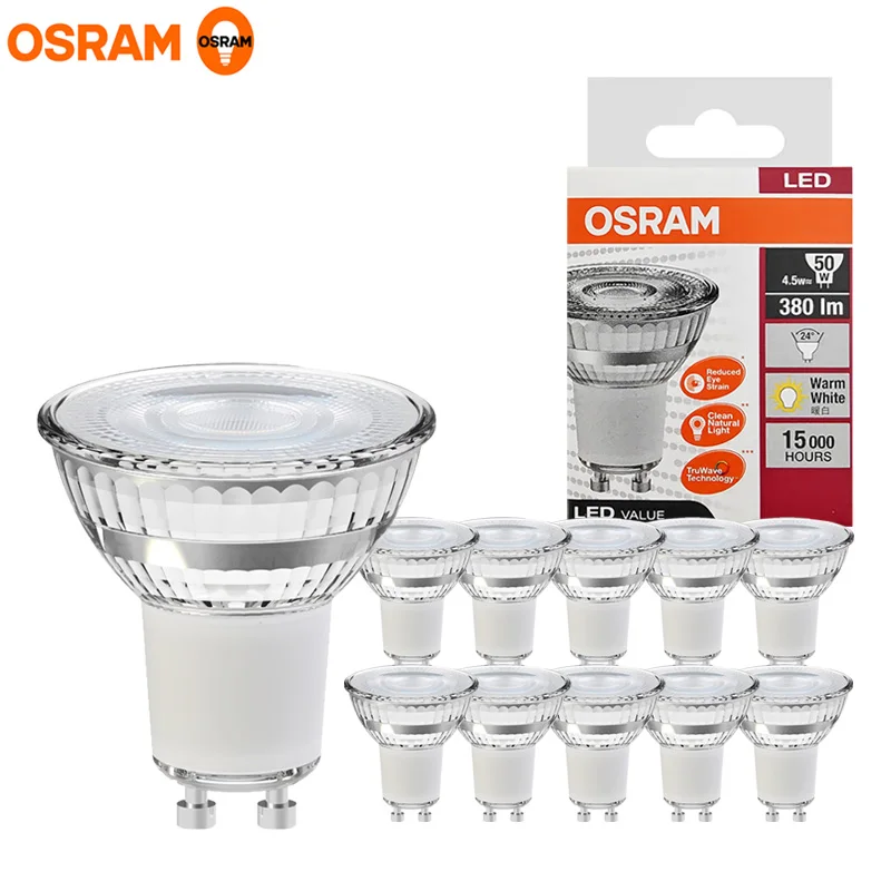 OSRAM LED Value PAR16 50 24° 36° Degree 4.5W 220V GU10 2700K Warm White LED Reflector Lamp House Room Bulb Clean Natural Light