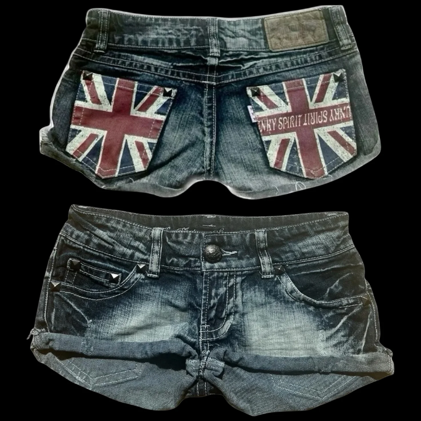 

Britain Trend Y2K Women Rider Motorcycle Hot melt Printing Shorts Hot Girl Sexy Retro Washed Denim Shorts Low Waist Mini Skirts