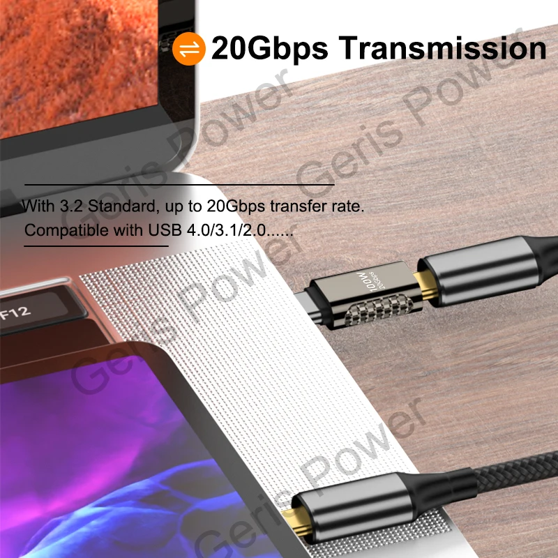 USB C 90 Degree Converter USB3.2 20Gbps Type C to USB C OTG Adapter 8K@60Hz 100W USB Type C Fast Charging Connector for MacBook