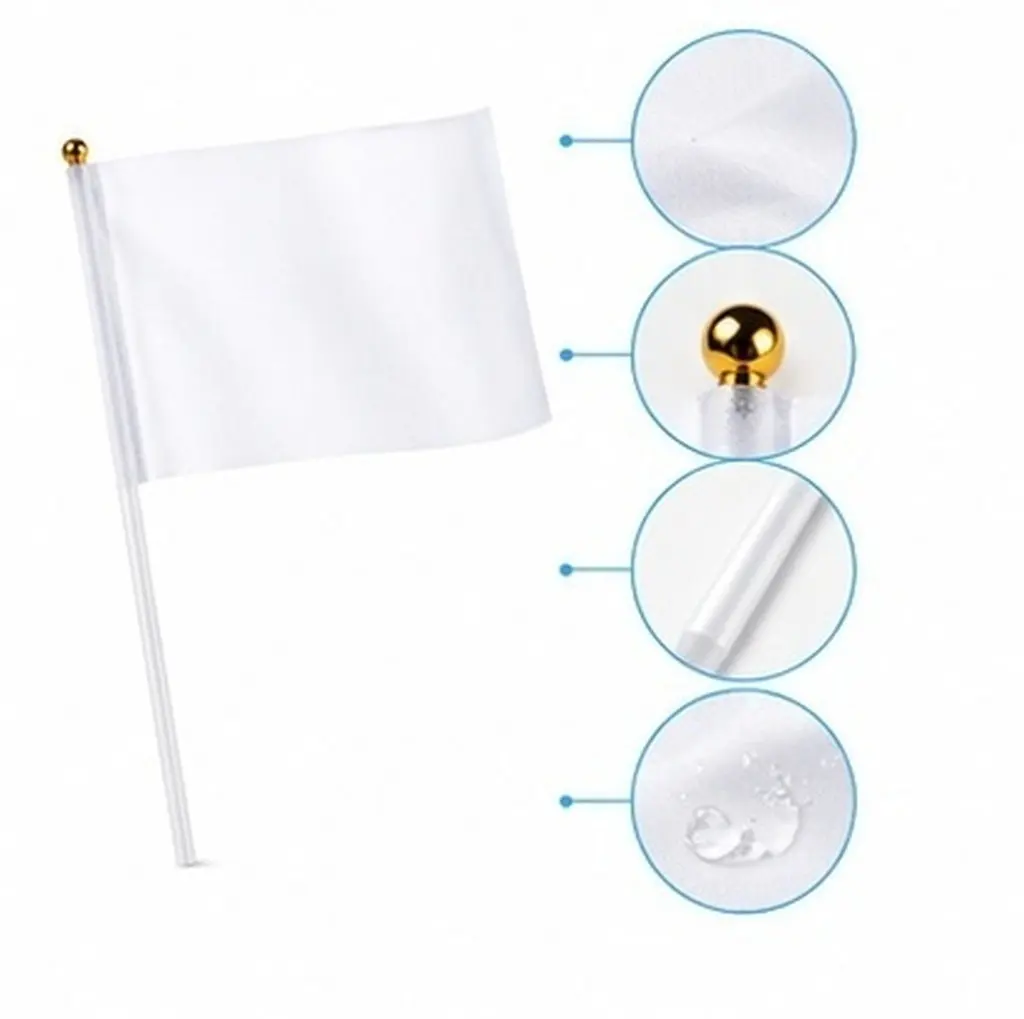 24Pcs Comfort Grip Hand Flags White Polyester Mini Waving Flags for Referees Car Racing Supporters Sports Events Lawn Landscape