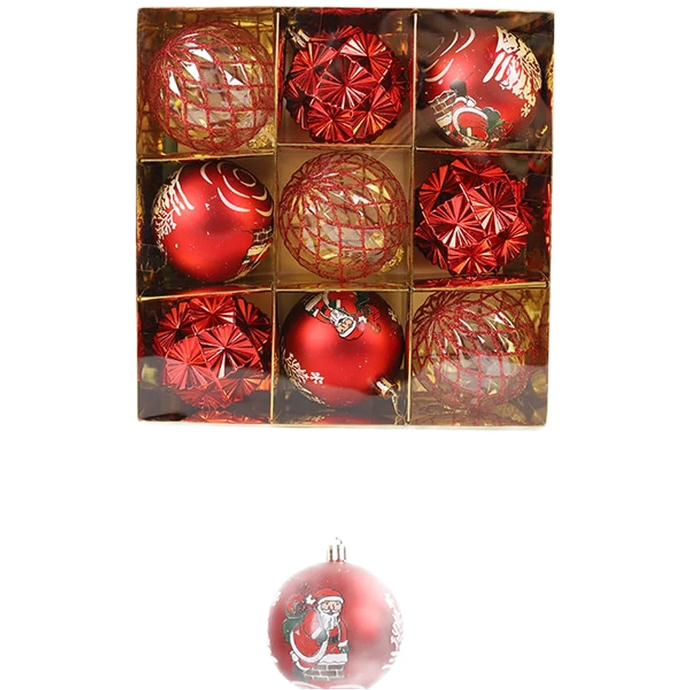 

9 декоративных шаров, 8 см, набор пластиковых украшений с ручной росписью для рождественской елки и праздничных дисплеев с роскошной отделкой