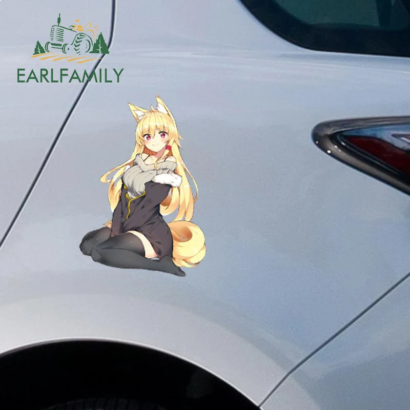 EARLFAMILY 13cm x 9.4cm for Fox Girl Anime Decal Funny Car Stickers Car Door Windows Creativite Scratch-Proof Waterproof Decor