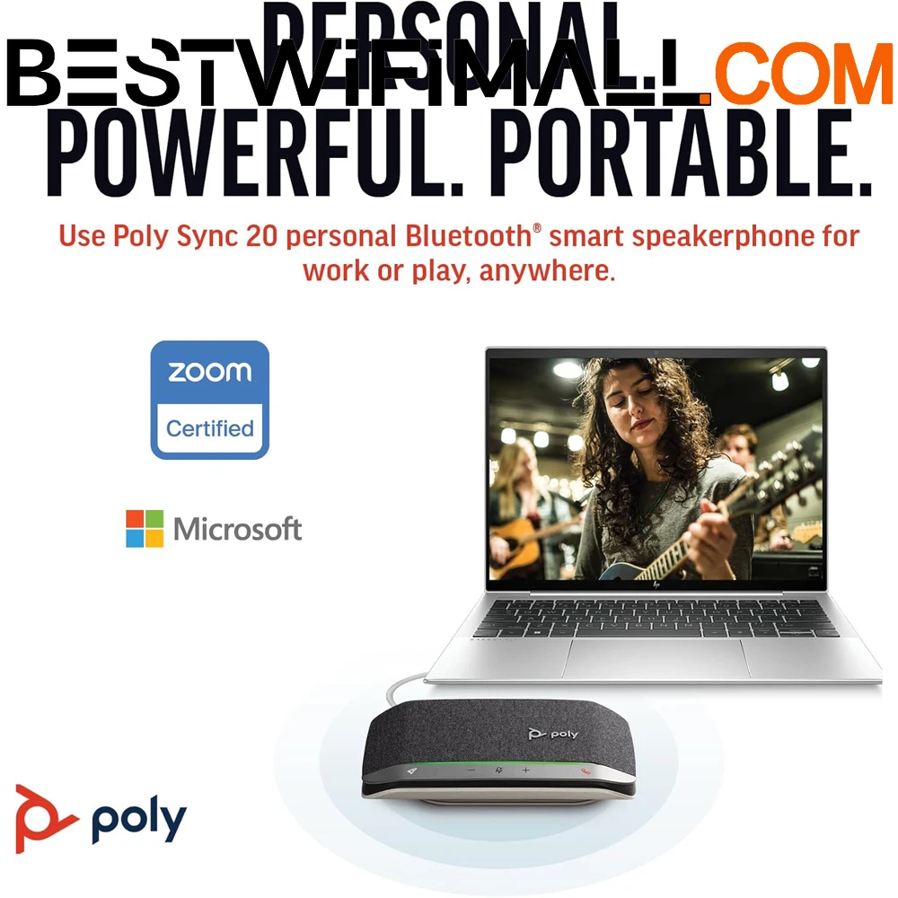 

POLY Sync 20 USB-C Personal Portable Smart Speakerphone Plantronics Noise/Echo ReductionWorks w/Teams, Zoom, PC, Mac, Mobile