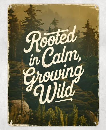 Rooted in Calm Growing Wild Metal Poster Wall Tin Sign Man Cave Shed Home Plaque --Tin Sign