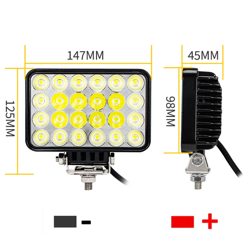 72W Car LED Work Flood modified Light Offroad LED Spotlight For Tractor Loader Truck Driving Fog Lamp 12V 24V Work Driving Light
