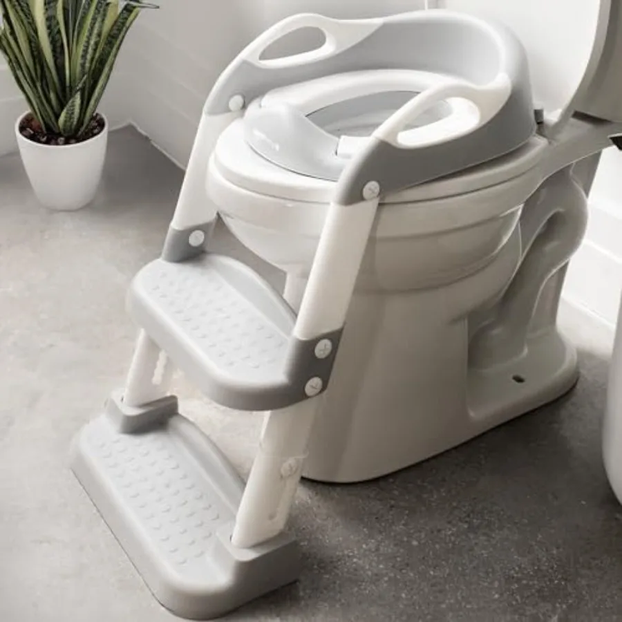 

Jool Baby Potty Training Seat with 2 Step Ladder for Toddlers - Splash Guard Adjustable Height Gray