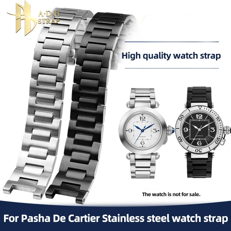 For Cartier Pasha WSPA0009 W31088U2 Watch Strap 20-12mm 22-14mm Men Premium Stainless Steel Replacement Watch Band NotchBracelet