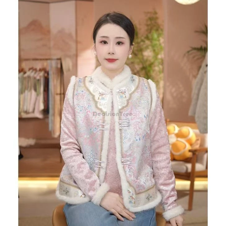 Winter chinese padded with cotton vest retro style stand collar sleeveless waistcoat chinese improved tang suit cheongsam vest