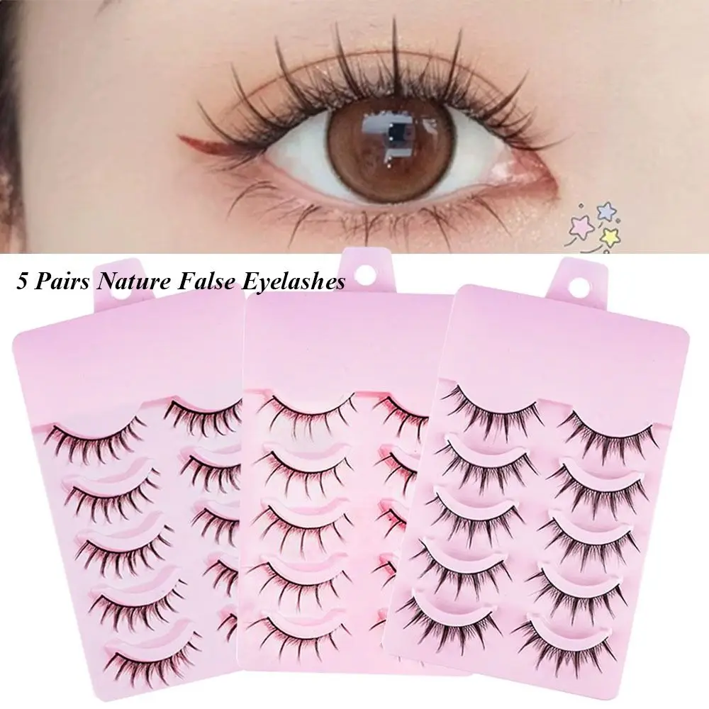 

5 Pairs High Quality Fish Tail False Eyelashes Daily Makeup Black Anime Eyelashes Big Steamed Rolls Eyelashes