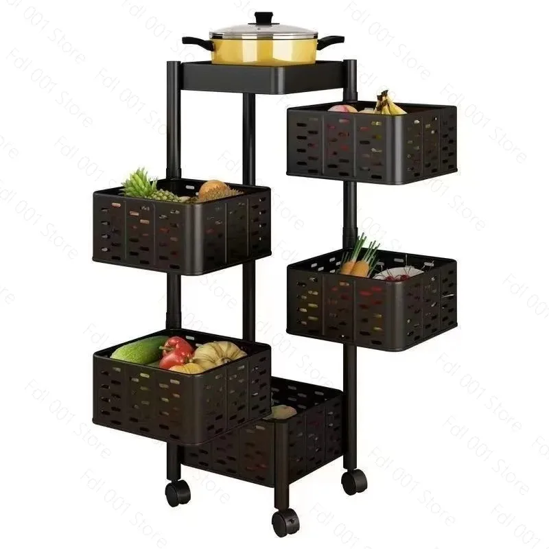 Kitchen storage rack Rotating vegetable basket shelf Vegetable floor multi-layer storage Fruits and vegetables