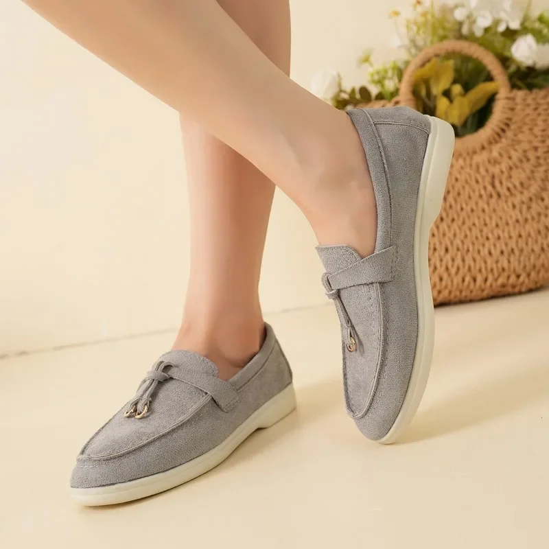 2024 Spring and Autumn New High-quality Women's Shoes Fashionable Solid Color Round Toe Low Heel Slip-on Women's Flat Shoes