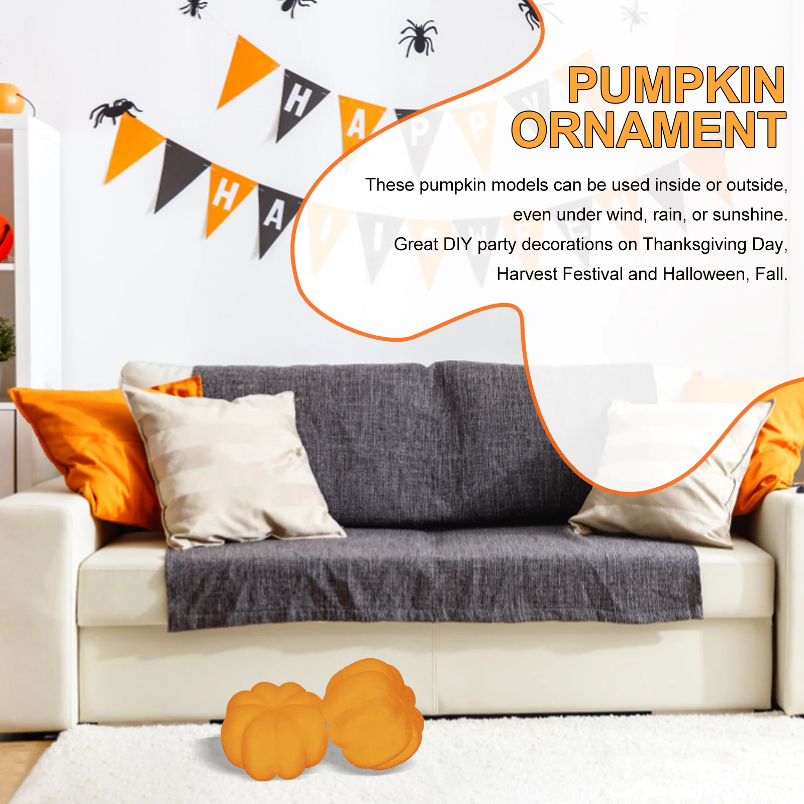 

4pcs Foam Pumpkins Simulation Pumpkin Decor For Halloween Harvest Festival Home Decoration Artificial Vegetable Props