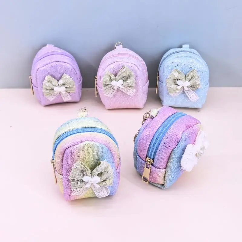 

Mini Sequin Bow Purse Portable Wallet Small Keychain Bag Pendant for Women Daily Use Cute Pocket Travel Necessity