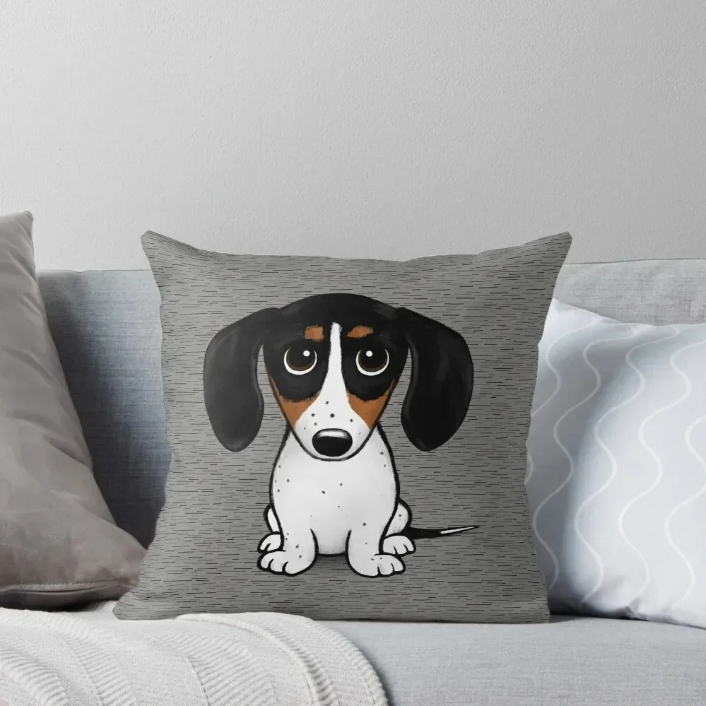 

Piebald Dachshund Cute Black, Tan and White Wiener Dog Throw Pillow bed pillows Pillows Aesthetic pillow