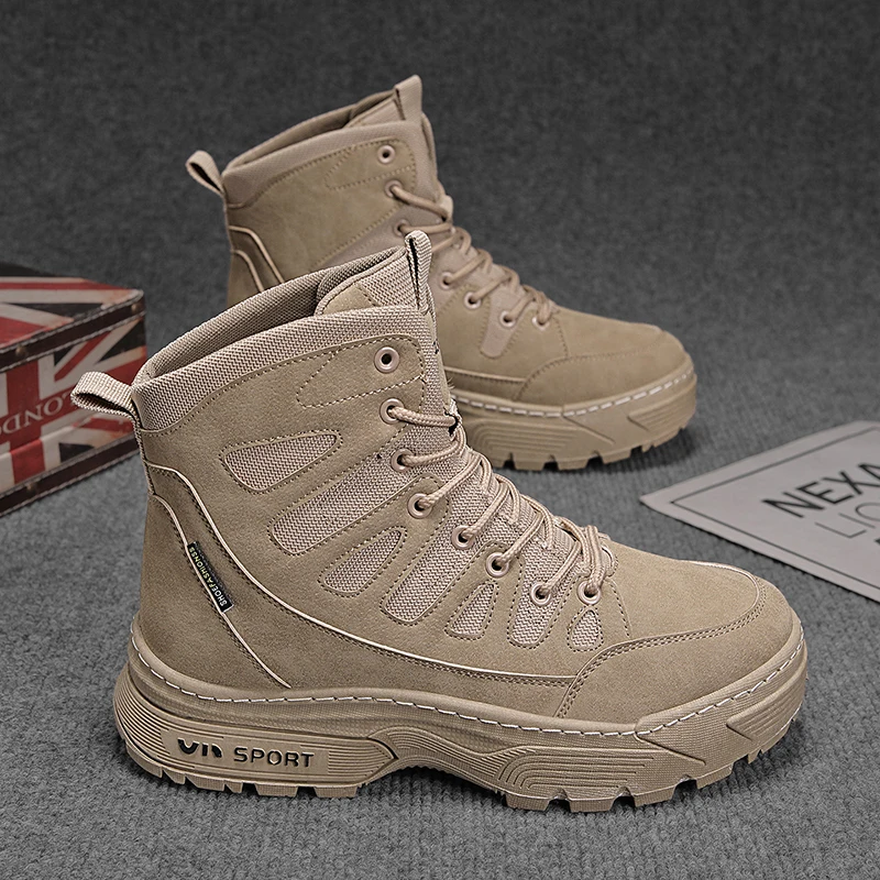 

Winter High-Top Outdoor Ankle Boots Couple Style Motorcycle Boots Mountain Climbing Fashion Workwear Boots Rubber Shoes for Men