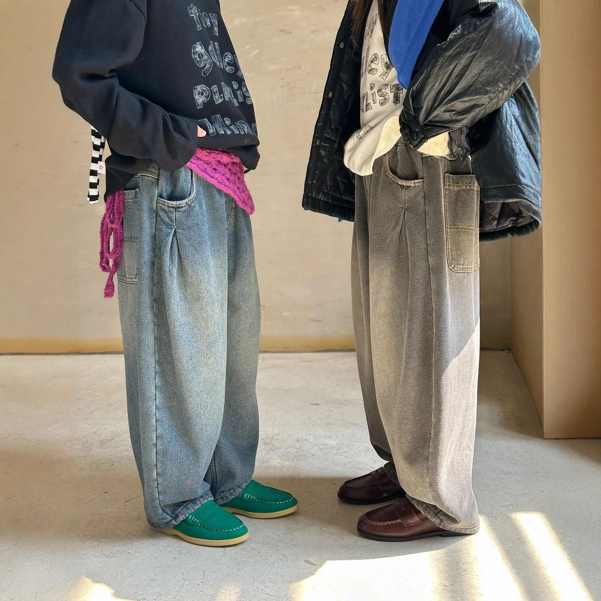 سراويل فضفاضة دافئة غير رسمية للأولاد، جينز صوف أنيق للشتاء النسخة الكورية الجديدة للأطفال #2