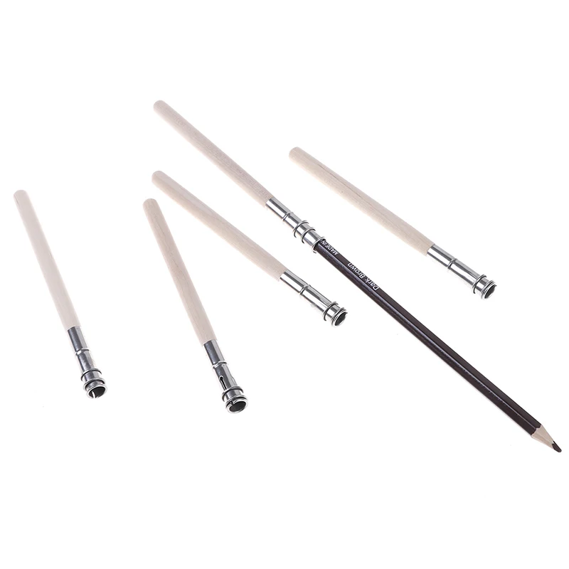5Pcs Pencil Painting Extender Adjustable Wooden Lengthener Holder Drawing Tool