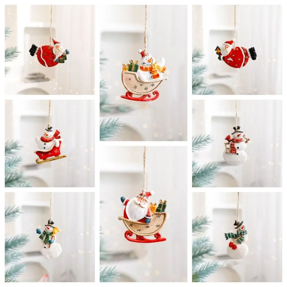 

Creative Resin Christmas Resin Pendant Santa Clause Snowman Christmas Tree Hanging Ornament Hanging DIY Xmas Pendant Home Decor