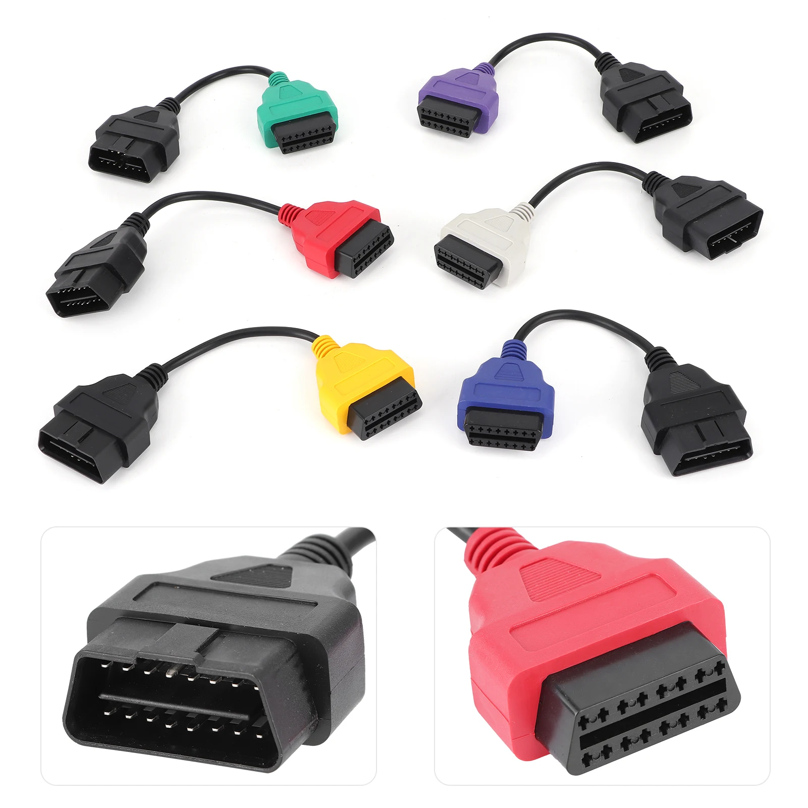 6 Color Auto OBD2 Connector Diagnostic Adapter Cable Accessory DC 12V Fit for Chrysler