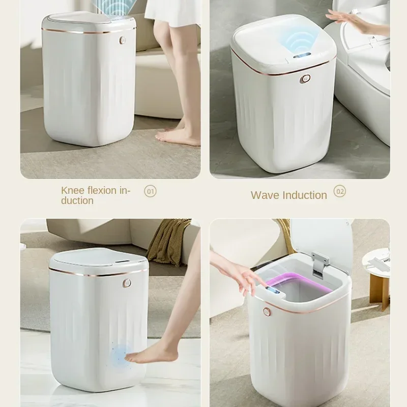 40L Smart Sensor Trash Can Large Capacity Induction Trash Bin Electric Touchless Wastebasket for Kitchen Bathroom with Cover